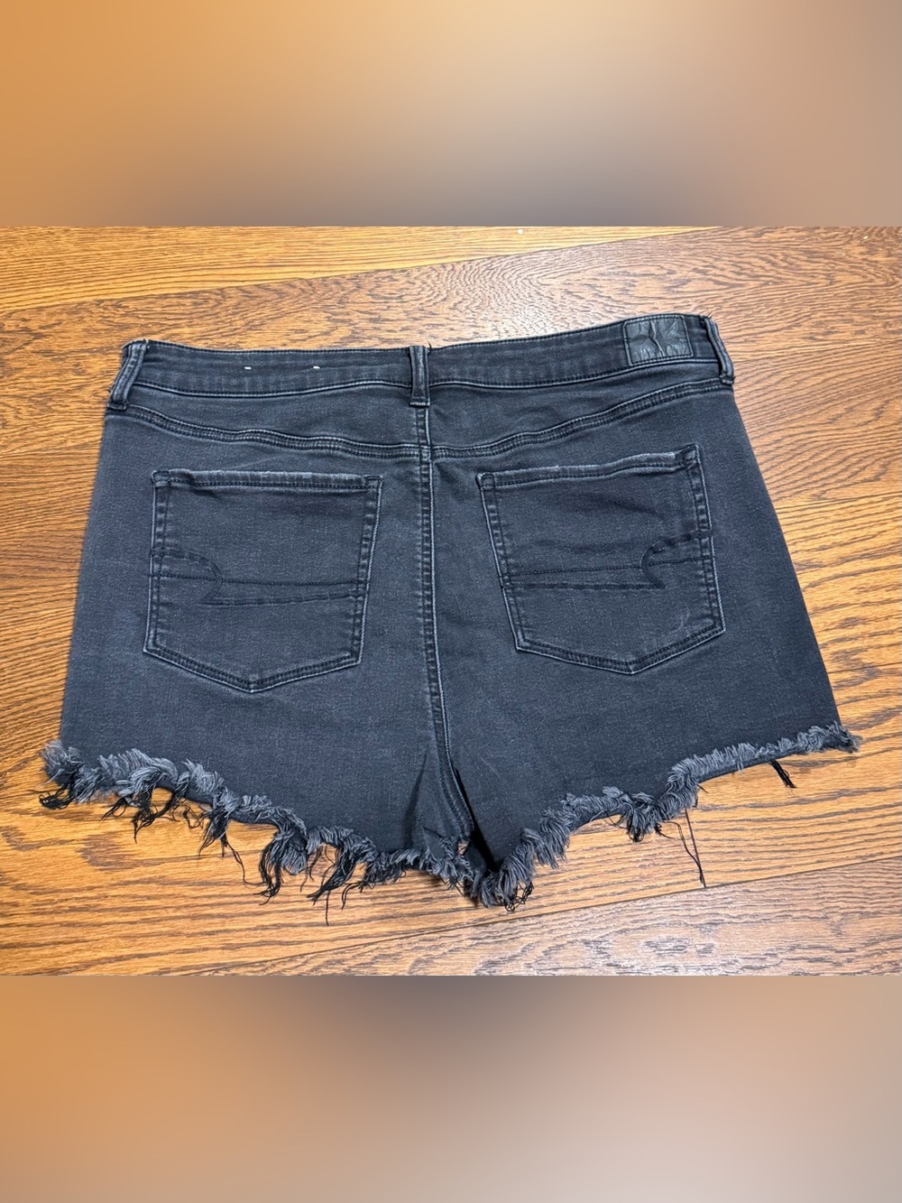American Eagle Outfitters Women's Black Distressed Hi-Rise Jean Shorts Size 18 - Picture 2 of 8